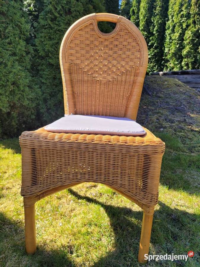 Komplet 6 foteli z ratanu z poduchą Białogard