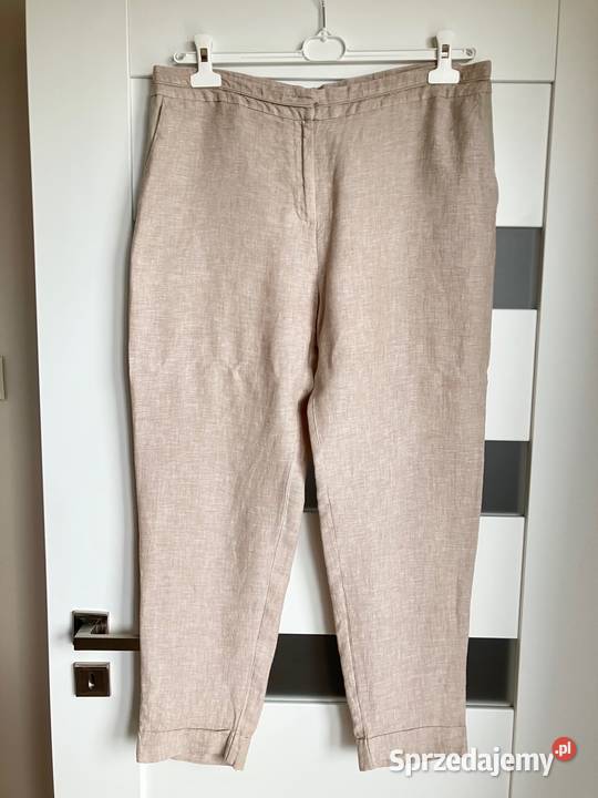 Nowe beżowe damskie lniane spodnie Tu L XL 100 Spodnie podkarpackie Nisko sprzedam