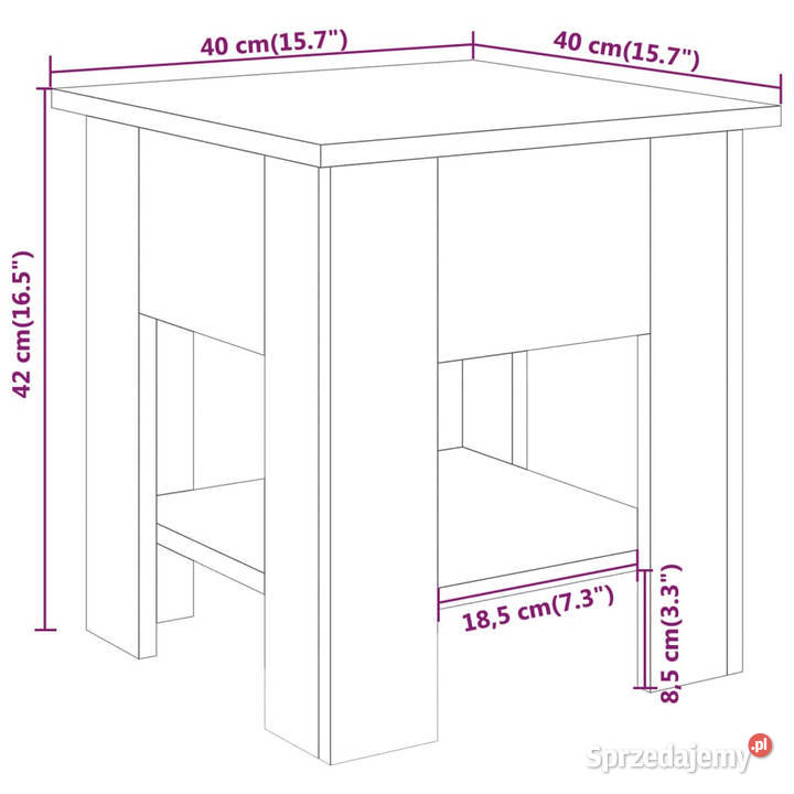 Stolik kawowy biały 40x40x42 materiał Stoły Warszawa