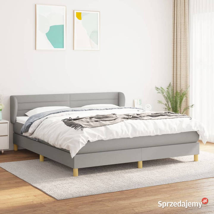 Łóżko kontynentalne z materacem jasnoszare 88cm