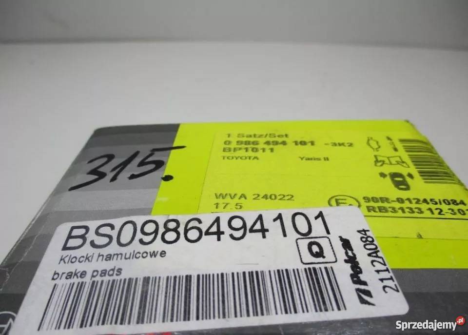 TOYOTA YARIS 05 KLOCKI HAMULCOWE BOSCH sprzedam