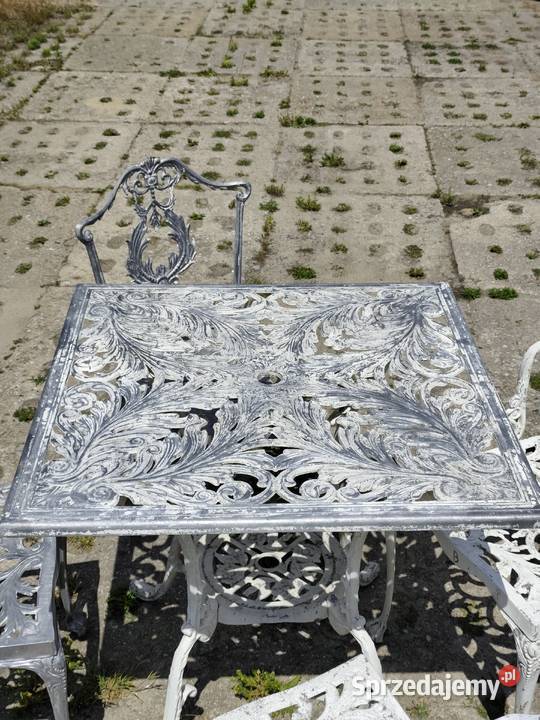 Piękny Aluminiowy Zestaw Ogrodowy Vintage Styl Poddębice sprzedam