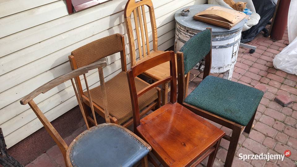 Krzesła drewniane PRL 5 zestaw Lublin