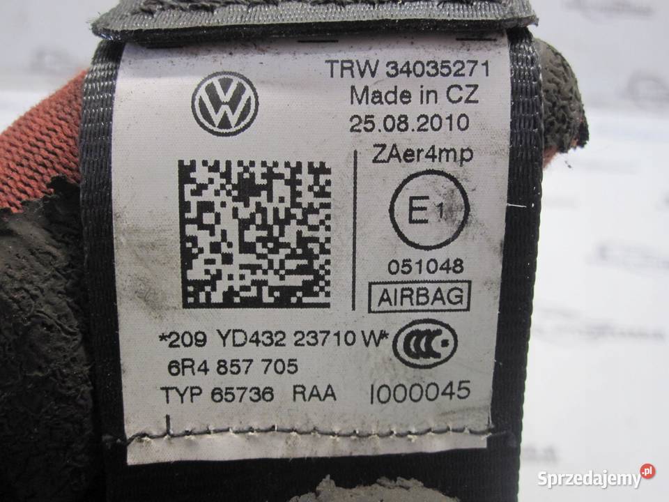 VW POLO V 11r pas bezpieczeństwa lewy przód sprzedam