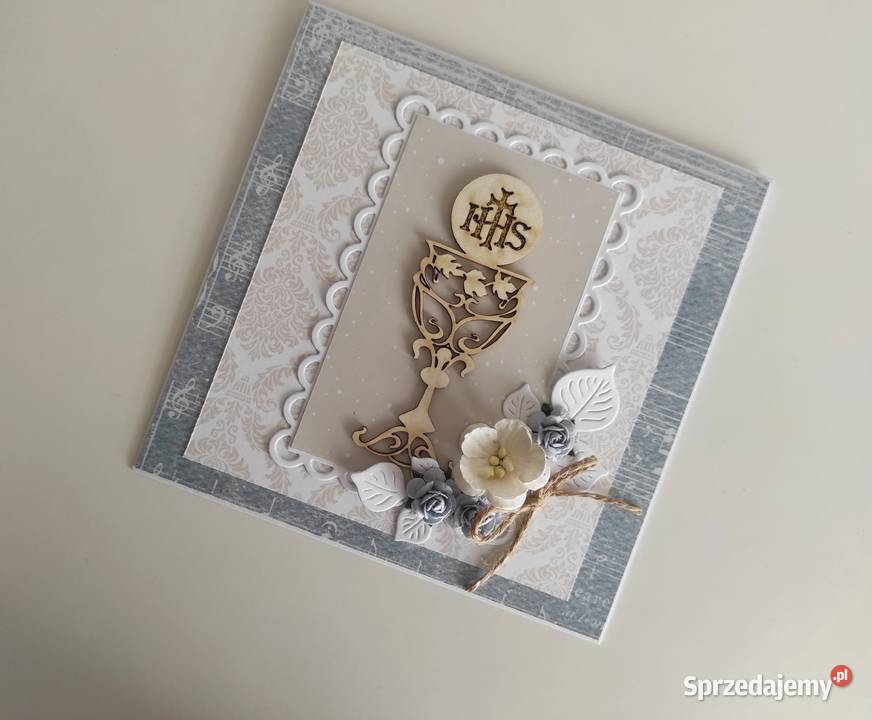 Kartka ręcznie robiona Komunia Święta handmade Łódź