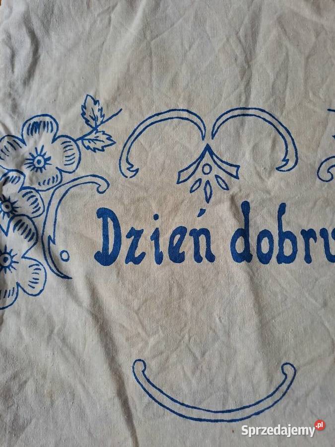 Starodawna poszewka niebieskie wzory dzień sprzedam