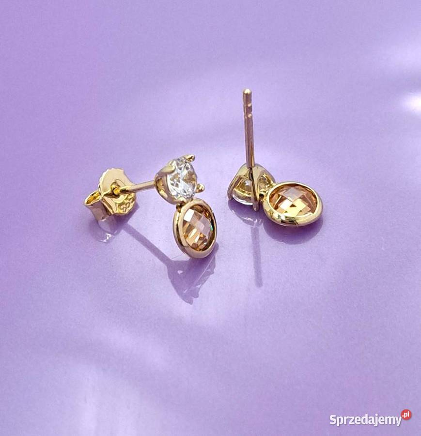 Kolczyki Złote 333 z Kamieniami Z947 Poznań sprzedam