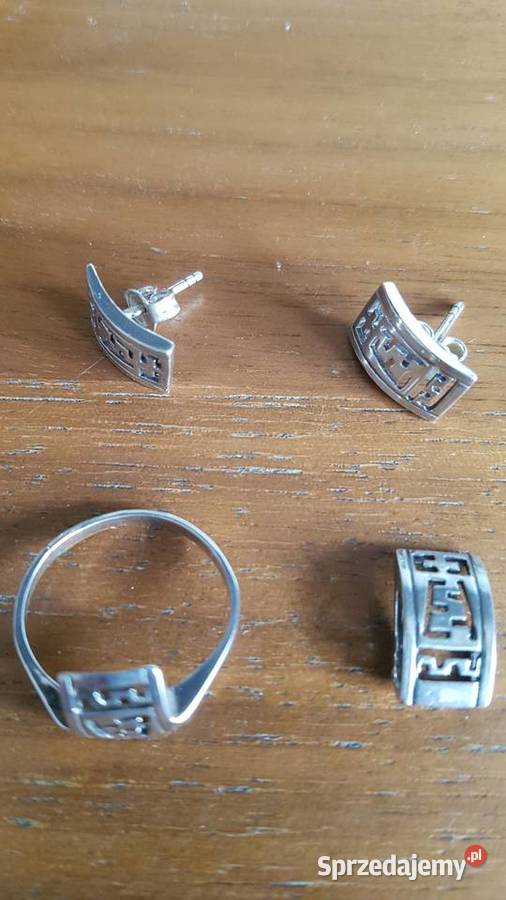 Komplet pierścionek kolczyki zawieszka próba 925 Pozostałe Nowy Sącz