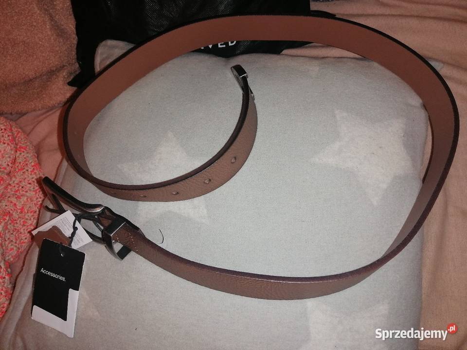 Nowy z metką SKÓRZANY pasek Z metalową klamrą I wielkopolskie Leszno