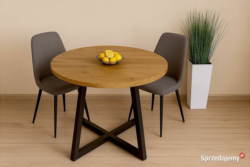 Stół Dębowy Okrągły LOFT 100 Lite Drewno Różne Stoły Katowice