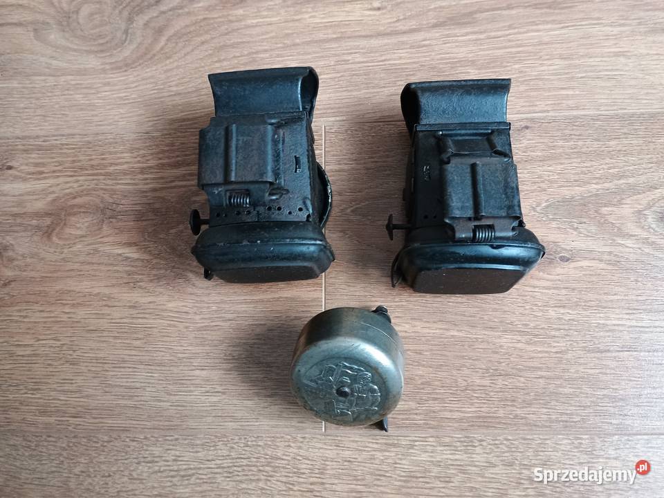 Lampy dzwonek rower antyk zabytkowy Kurzętnik
