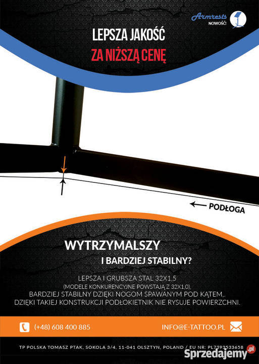PODŁOKIETNIK do studia tatuażu STOJAK warmińsko-mazurskie