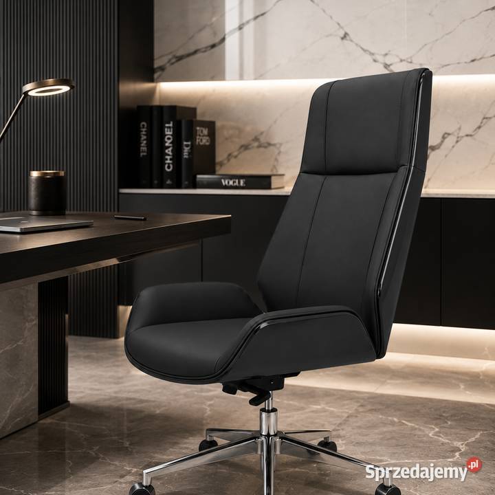 Czarny fotel gabinetowy Luxury Premium ze
