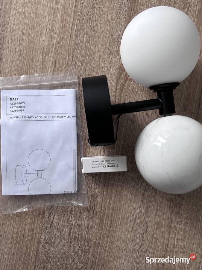 Aromas Lampa ścienna kinkiet marmur czarny metal Dobiesz