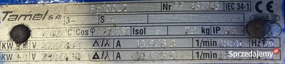silnik elektryczny 3kW 2895obr 3fazowy Tamel kujawsko-pomorskie Pigża