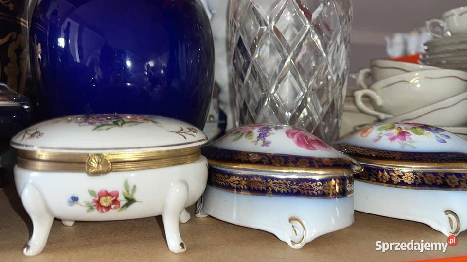 Puzderko z kobaltem Dygnowane Porcelana i szkło Gdańsk