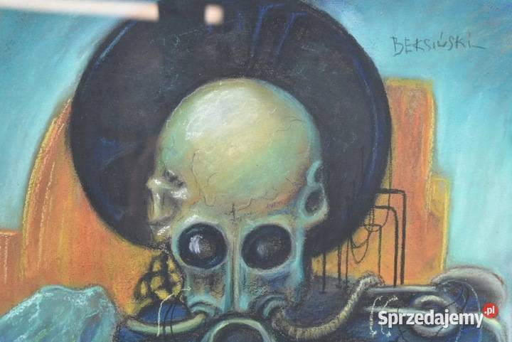 Beksiński Pastel na Kartonie STEAMPUNK Stary Kraków