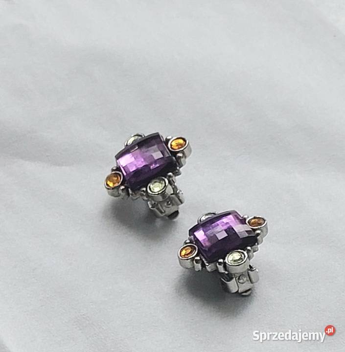 Kolczyki klipsy vintage fioletowy kamień i Białystok