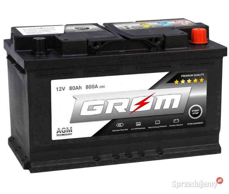 Akumulator 80Ah 800A Grom AGM startstop P Części samochodowe pomorskie Kościerzyna