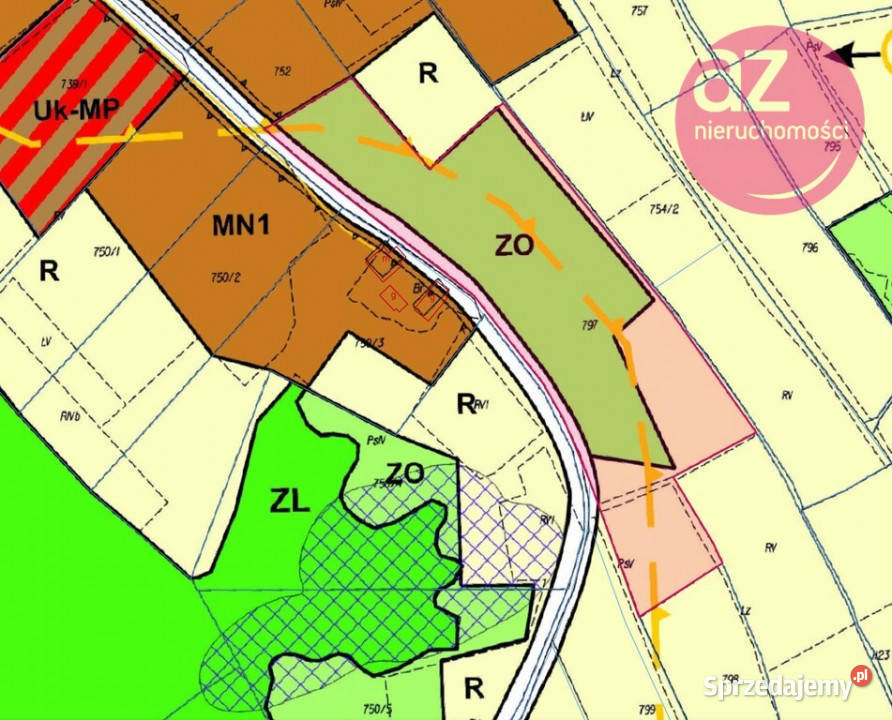 Działka rolna MszalinicaKamionka Wielka asfalt Mszalnica