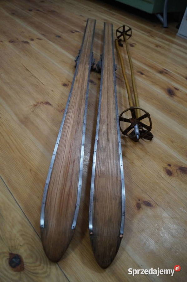 Stare narty jesionowe 200 z kijkami sprzedam