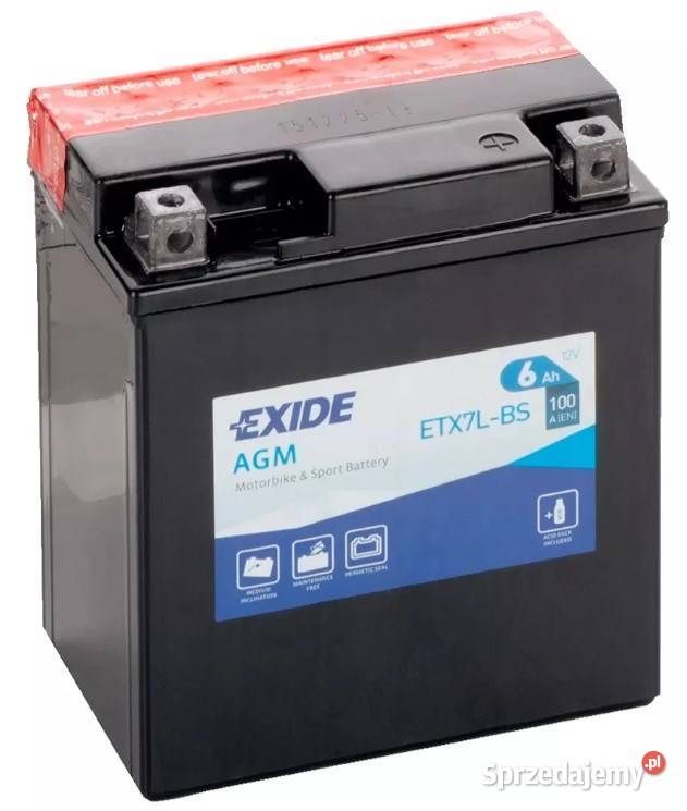 Akumulator motocyklowy EXIDE ETX7LBS YTX7LBS 12V