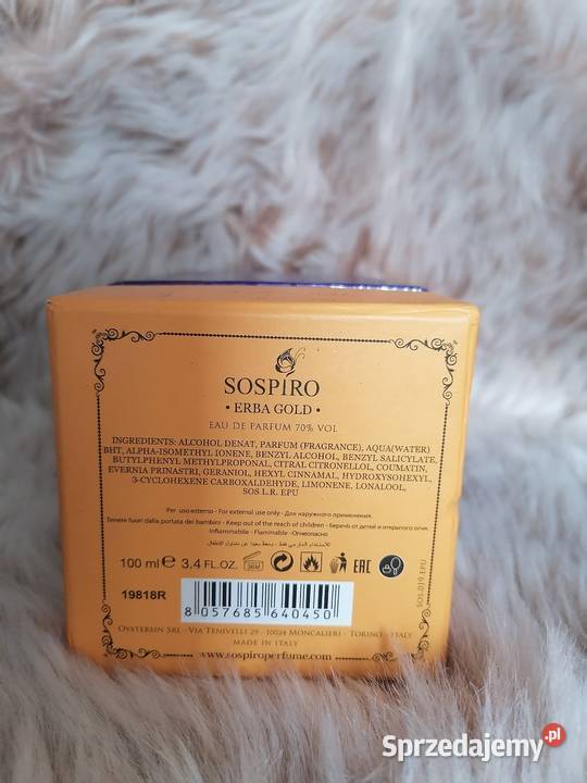 Sospiro Erba Gold 100 ml EDP Luksusowa Nisza Przysucha