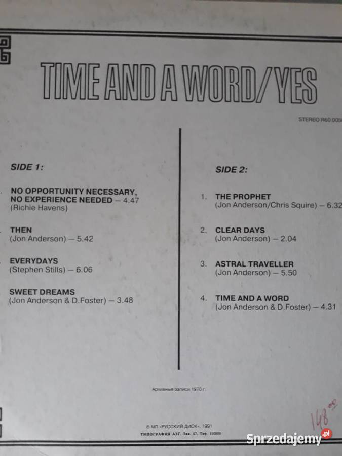 YES Time And a Word Kolekcja własna płyta winylowa Rzeszów