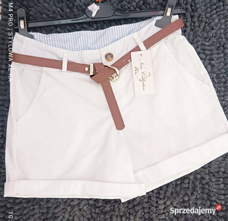 Spodenki damskie szorty białekieszenie pasek M38 kolorowy Wieluń