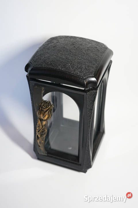 Czarny znicz żywiczny lampion retro motyw róży Częstochowa