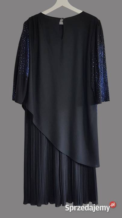 Damska długa elegancka sukienka plisowana czarna Chrzanów