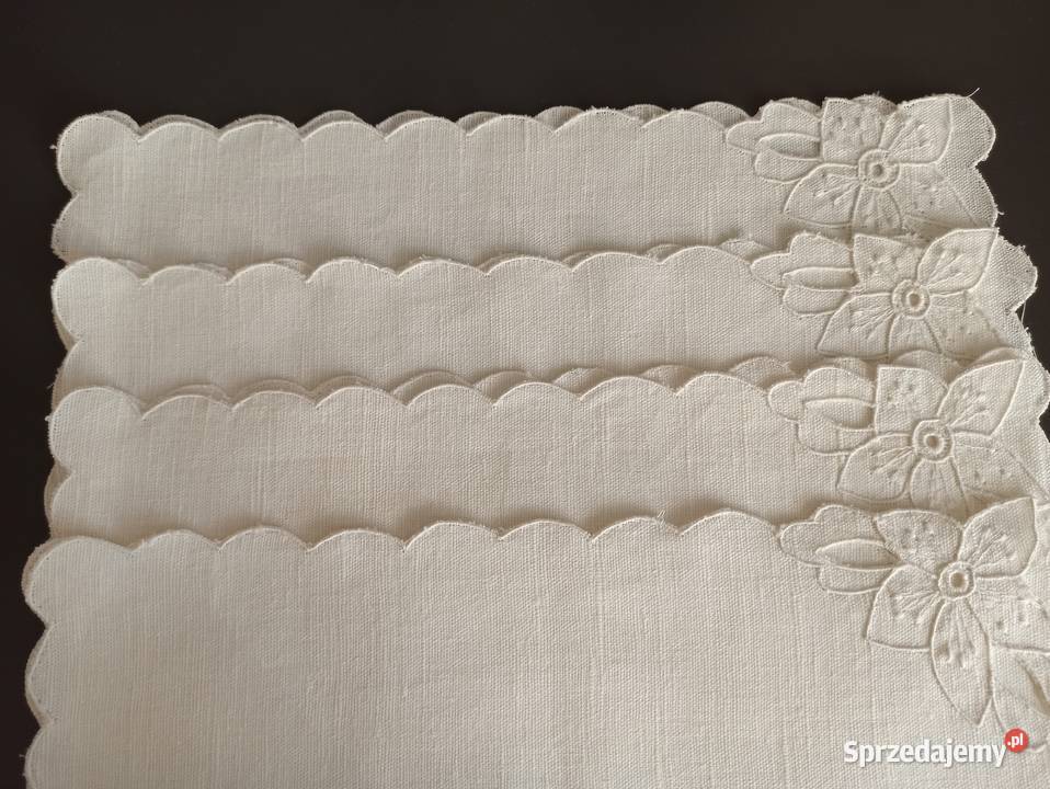 Serwetki lniane z haftem Nowe 100 len 32x32 beżowy podlaskie Białystok