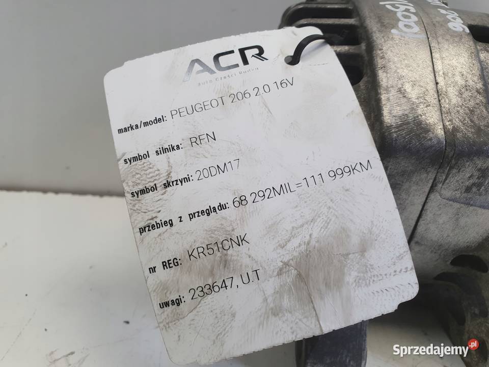 ALTERNATOR Peugeot 206 20 16V valeo Alternator lubelskie Chełm