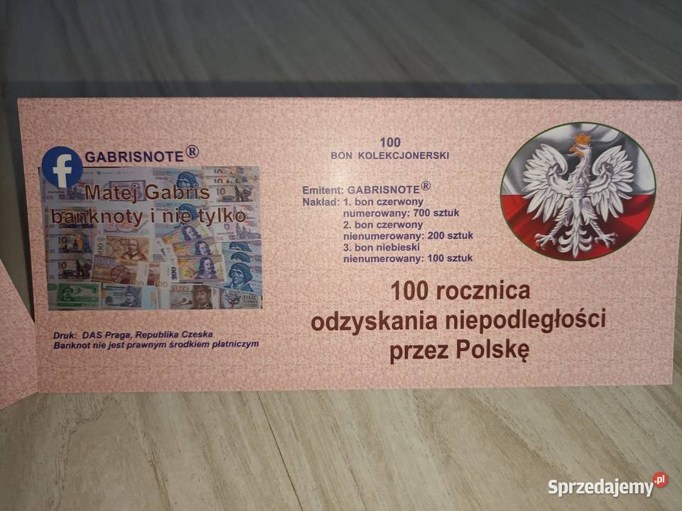 Banknot nowość 100 rocznica odzyskania Polskę Numizmatyka Goleniów