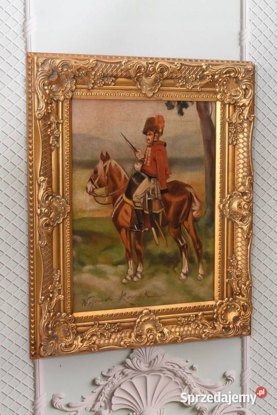 Wojciech Kossak Ułan Na Koniu ze Strzelbą Stary Wyposażenie wnętrz małopolskie sprzedam