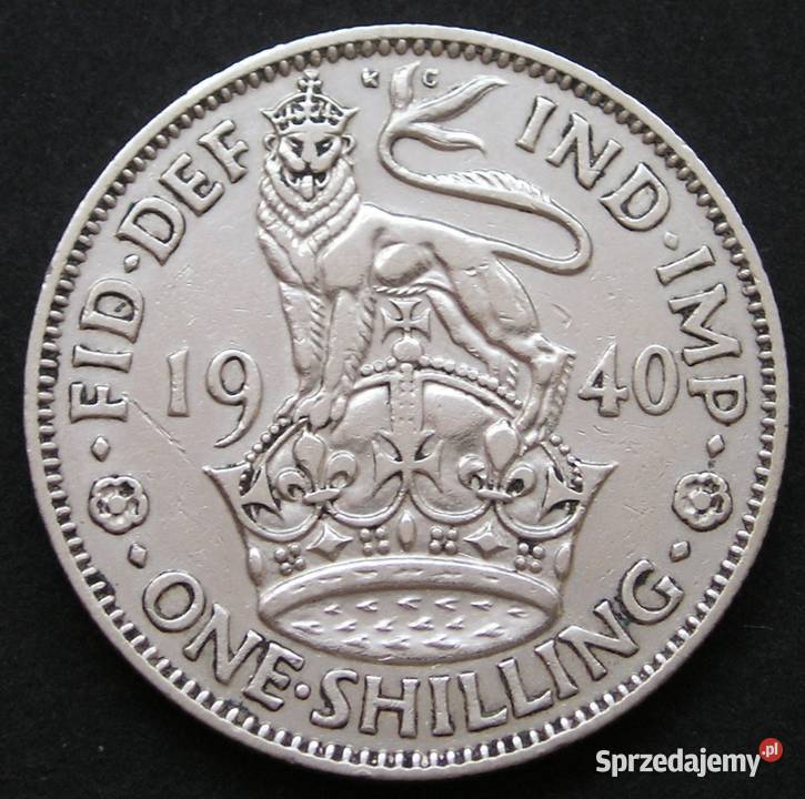 Wielka Brytania 1 shilling 1940 Jerzy VI srebro Łódź