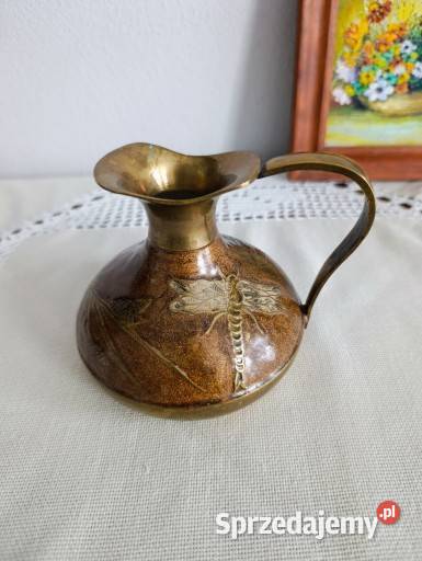 Vintage mosiężny dzbanek wazon Olsztyn