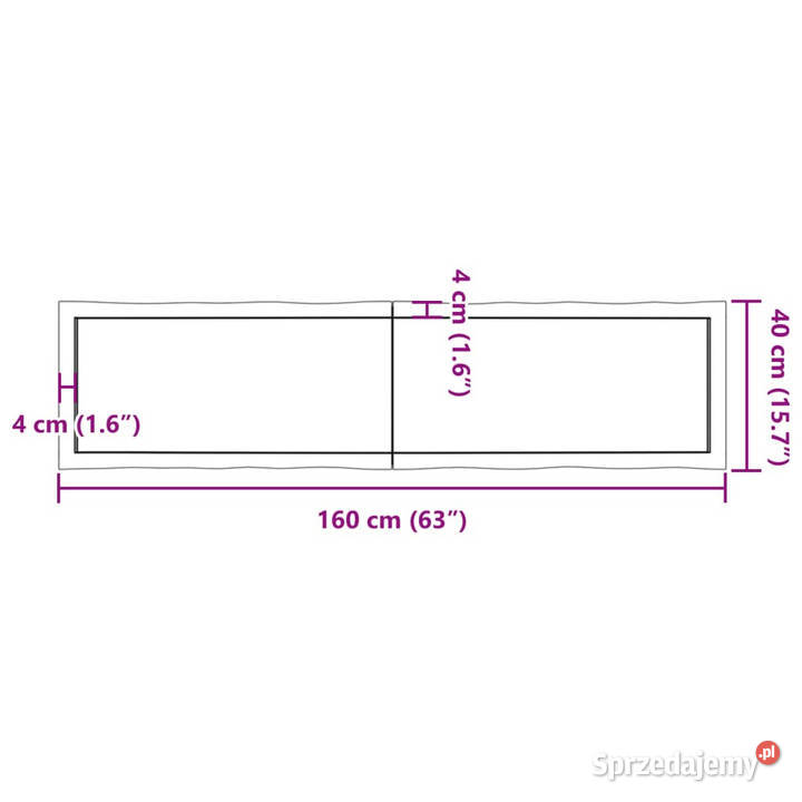 Blat stołu 160x40x26 surowy lity dąb naturalną Meble