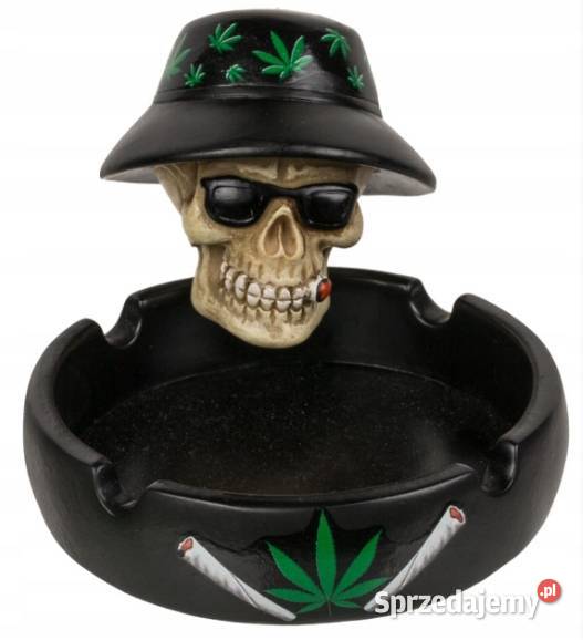 Popielniczka z Figurą Czaszki w Liściach Marychy śląskie