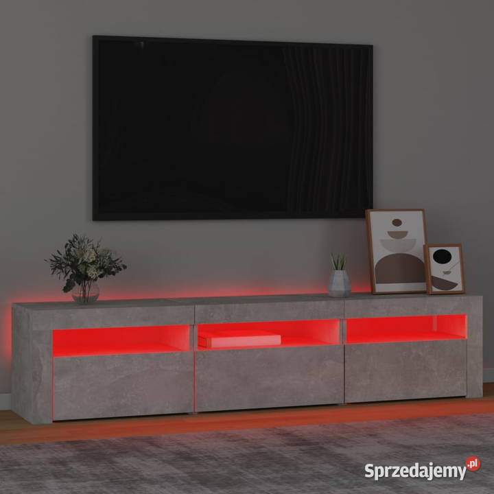 Szafka pod TV z oświetleniem LED szarość betonu