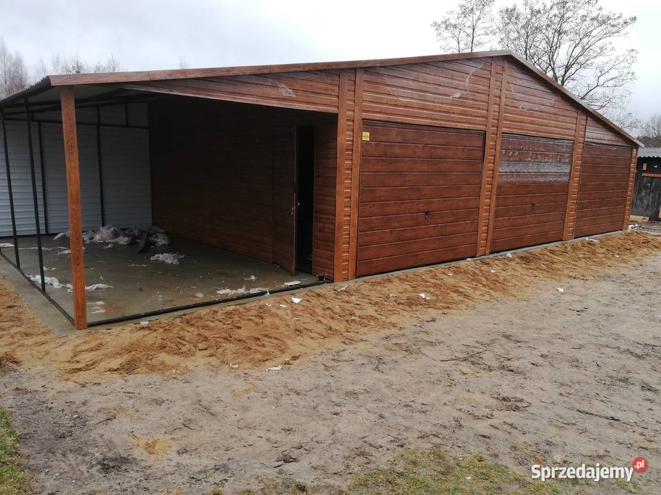 Garaż Blaszany z zadaszeniem bocznym Wiata 30m2 Garaże i miejsca postojowe Rawicz