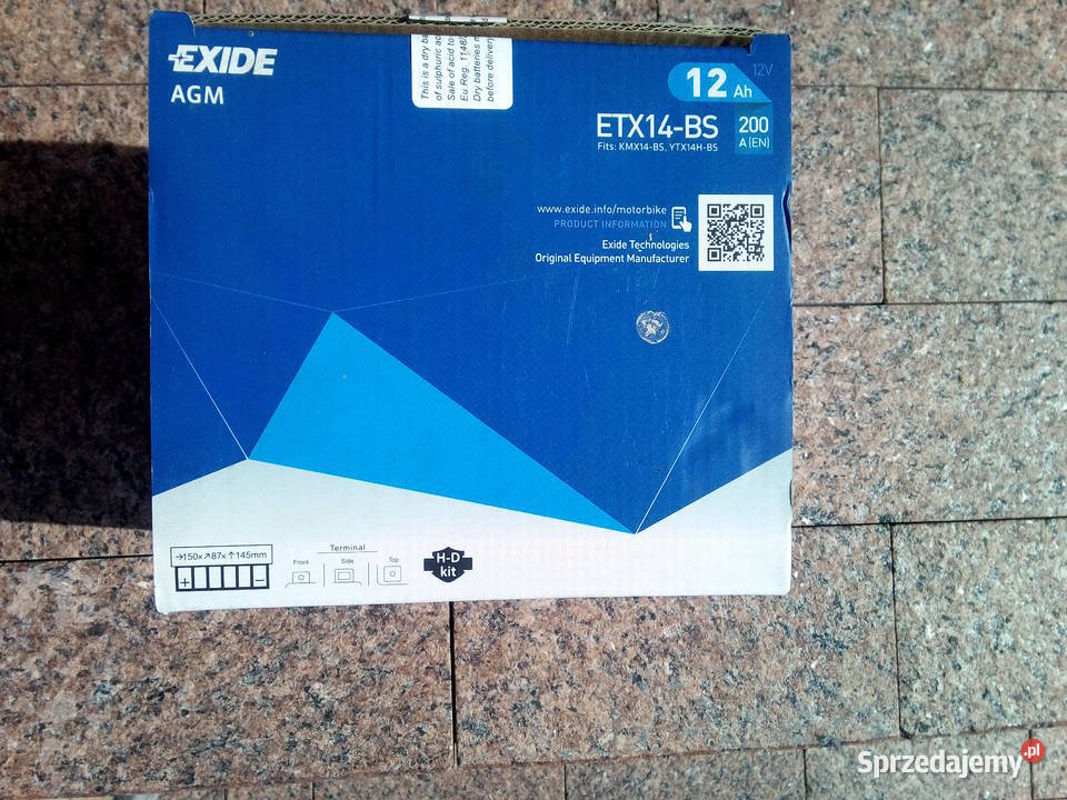 Akumulator Exide AGM ETX14BS 200A 12V 12Ah Części i akcesoria motocyklowe sprzedam
