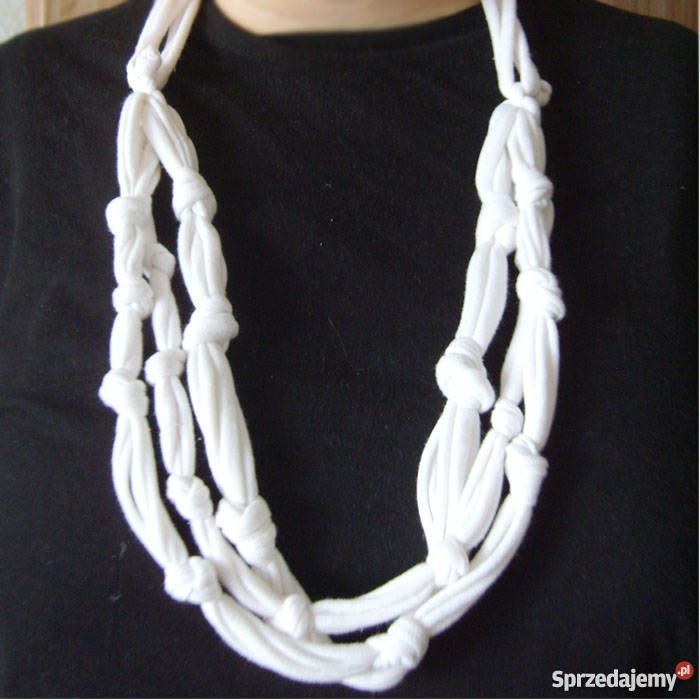 biały naszyjnik z bawełny szurkowa ozdoba Ozdoby Katowice