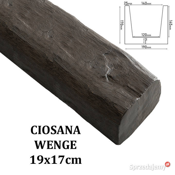 Belka Rustykalna Ciosana 19x17 WENGE Gdów