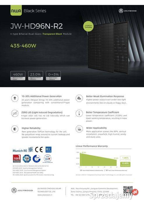 Panel fotowoltaiczny JOLYWOOD 455W Bifacial Full