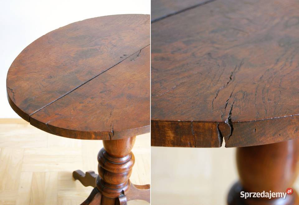 Przedwojenny stolik drewniany kawowy na jednej Lublin sprzedam