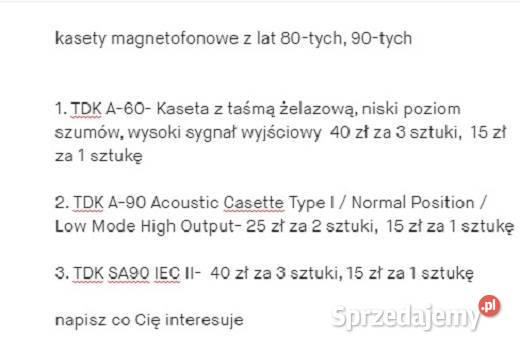 TDK a60 a90 sa90 prl kolekcjonerskie vintage Kielce