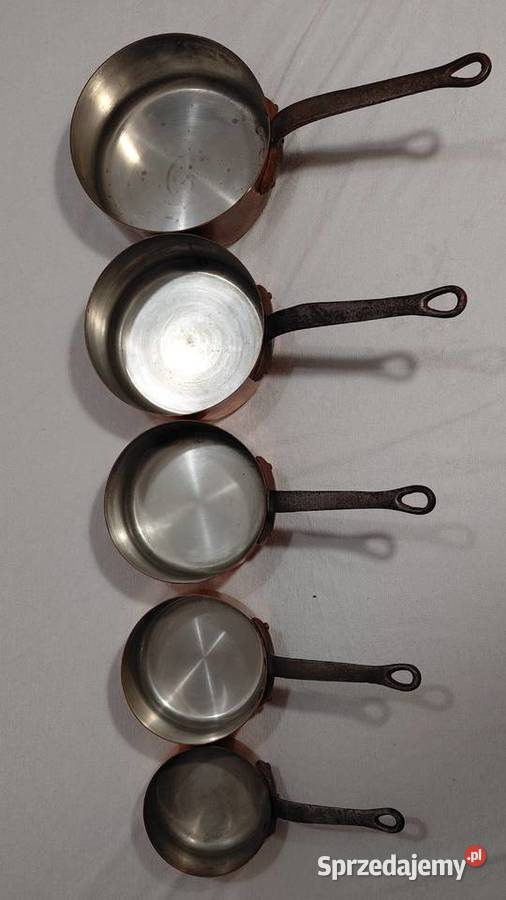 Zestaw pięciu Francuskich rondli miedzianych Pozostałe małopolskie Krzykawa sprzedam