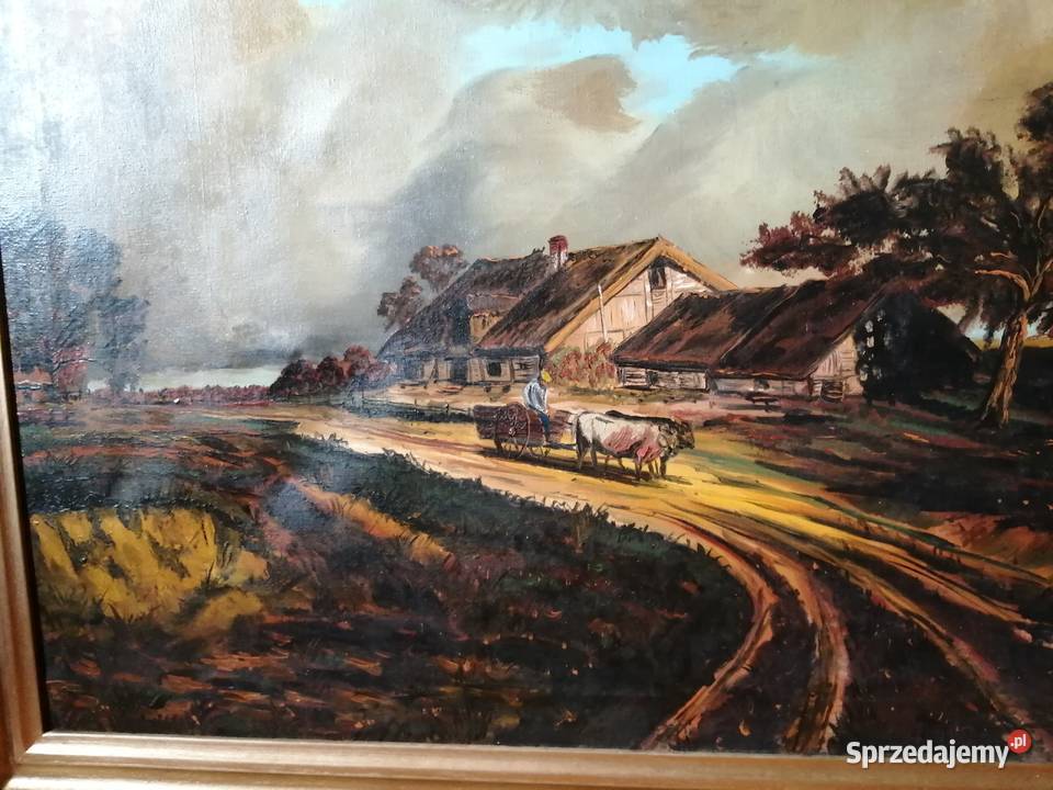 Obraz olejny Przed burzą na wsi łódzkie Łódź