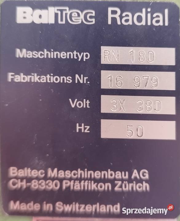 Nitownica Radialna BALTEC Brcker Typ RN 180 kujawsko-pomorskie Bydgoszcz